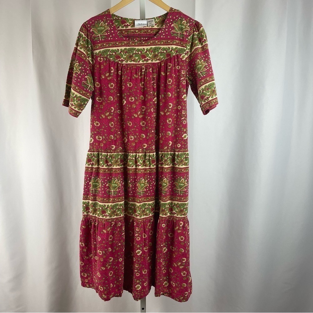 Vintage Red and Green Floral Maxi Dress
